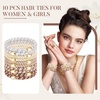 image:imageFORENEE 10Pcs Braided Hair Ties for Thick Hair  Black  Stretchy braided bands offer secure hold for thick hair gold beads suit ponytails daily styling workouts and wrist wear5Milk apricot color