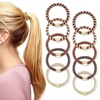 image:imageFORENEE 10Pcs Braided Hair Ties for Thick Hair  Black  Stretchy braided bands offer secure hold for thick hair gold beads suit ponytails daily styling workouts and wrist wear9Wood Grain
