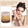 image:imageFORENEE 10Pcs Braided Hair Ties for Thick Hair  Black  Stretchy braided bands offer secure hold for thick hair gold beads suit ponytails daily styling workouts and wrist wear31Terra Brown
