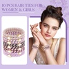 image:imageFORENEE 10Pcs Braided Hair Ties for Thick Hair  Black  Stretchy braided bands offer secure hold for thick hair gold beads suit ponytails daily styling workouts and wrist wear4Violet