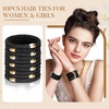 image:imageFORENEE 10Pcs Braided Hair Ties for Thick Hair  Black  Stretchy braided bands offer secure hold for thick hair gold beads suit ponytails daily styling workouts and wrist wear2Black