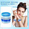 image:imageFORENEE 10Pcs Braided Hair Ties for Thick Hair  Black  Stretchy braided bands offer secure hold for thick hair gold beads suit ponytails daily styling workouts and wrist wear16Blue