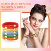 image:imageFORENEE 10Pcs Braided Hair Ties for Thick Hair  Black  Stretchy braided bands offer secure hold for thick hair gold beads suit ponytails daily styling workouts and wrist wear13Neon