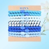 image:imageFORENEE 10Pcs Braided Hair Ties for Thick Hair  Black  Stretchy braided bands offer secure hold for thick hair gold beads suit ponytails daily styling workouts and wrist wear16Blue