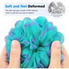 image:imageFORENEE Green and Purple Loofah on a Stick PE Mesh Back Scrubber  Soft PE mesh for rich lather and gentle cleansing waterresistant coated wood handle nonslip rubber grip and hanging loopGreen