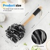 image:imageFORENEE Green and Purple Loofah on a Stick PE Mesh Back Scrubber  Soft PE mesh for rich lather and gentle cleansing waterresistant coated wood handle nonslip rubber grip and hanging loopBlack