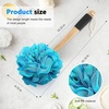 image:imageFORENEE Green and Purple Loofah on a Stick PE Mesh Back Scrubber  Soft PE mesh for rich lather and gentle cleansing waterresistant coated wood handle nonslip rubber grip and hanging loopGreen Blue