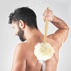 image:imageFORENEE Green and Purple Loofah on a Stick PE Mesh Back Scrubber  Soft PE mesh for rich lather and gentle cleansing waterresistant coated wood handle nonslip rubber grip and hanging loopWhite