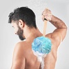 image:imageFORENEE Green and Purple Loofah on a Stick PE Mesh Back Scrubber  Soft PE mesh for rich lather and gentle cleansing waterresistant coated wood handle nonslip rubber grip and hanging loopBlue Green White