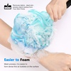 image:imageFORENEE Green and Purple Loofah on a Stick PE Mesh Back Scrubber  Soft PE mesh for rich lather and gentle cleansing waterresistant coated wood handle nonslip rubber grip and hanging loopBlue Green White