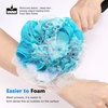 image:imageFORENEE Green and Purple Loofah on a Stick PE Mesh Back Scrubber  Soft PE mesh for rich lather and gentle cleansing waterresistant coated wood handle nonslip rubber grip and hanging loopGreen Blue