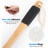 image:imageFORENEE Green and Purple Loofah on a Stick PE Mesh Back Scrubber  Soft PE mesh for rich lather and gentle cleansing waterresistant coated wood handle nonslip rubber grip and hanging loopBlack