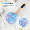 image:imageFORENEE Green and Purple Loofah on a Stick PE Mesh Back Scrubber  Soft PE mesh for rich lather and gentle cleansing waterresistant coated wood handle nonslip rubber grip and hanging loopPurple Blue White