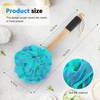 image:imageFORENEE Green and Purple Loofah on a Stick PE Mesh Back Scrubber  Soft PE mesh for rich lather and gentle cleansing waterresistant coated wood handle nonslip rubber grip and hanging loopGreen