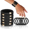 image:imageFORENEE 10Pcs Braided Hair Ties for Thick Hair  Black  Stretchy braided bands offer secure hold for thick hair gold beads suit ponytails daily styling workouts and wrist wear2Black