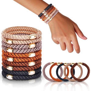image:imageFORENEE 10Pcs Braided Hair Ties for Thick Hair  Black  Stretchy braided bands offer secure hold for thick hair gold beads suit ponytails daily styling workouts and wrist wear1Neutral