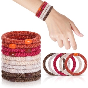 image:imageFORENEE 10Pcs Braided Hair Ties for Thick Hair  Black  Stretchy braided bands offer secure hold for thick hair gold beads suit ponytails daily styling workouts and wrist wear36Ember Glow