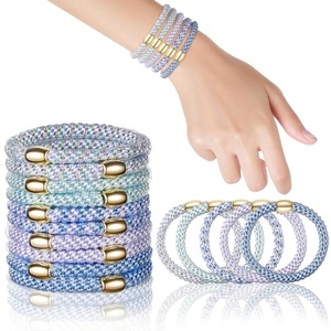 image:imageFORENEE 10Pcs Braided Hair Ties for Thick Hair  Black  Stretchy braided bands offer secure hold for thick hair gold beads suit ponytails daily styling workouts and wrist wear7Blue Sky
