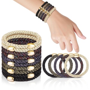 image:imageFORENEE 10Pcs Braided Hair Ties for Thick Hair  Black  Stretchy braided bands offer secure hold for thick hair gold beads suit ponytails daily styling workouts and wrist wear10Bright Star