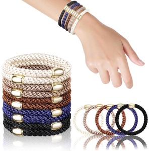 image:imageFORENEE 10Pcs Braided Hair Ties for Thick Hair  Black  Stretchy braided bands offer secure hold for thick hair gold beads suit ponytails daily styling workouts and wrist wear6Classic Dinner