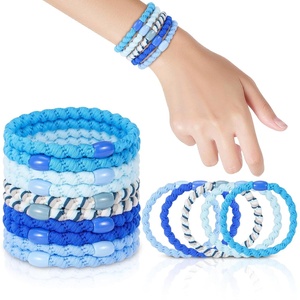 image:imageFORENEE 10Pcs Braided Hair Ties for Thick Hair  Black  Stretchy braided bands offer secure hold for thick hair gold beads suit ponytails daily styling workouts and wrist wear16Blue